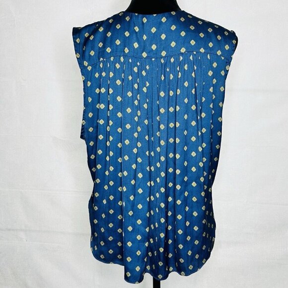 Free People Satin Mornings in Marrakesh Navy Blue Tie-Front Blouse Sz Small - Picture 7 of 11